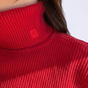 Ralph lauren cotton ribbed red turtleneck sweater women's large